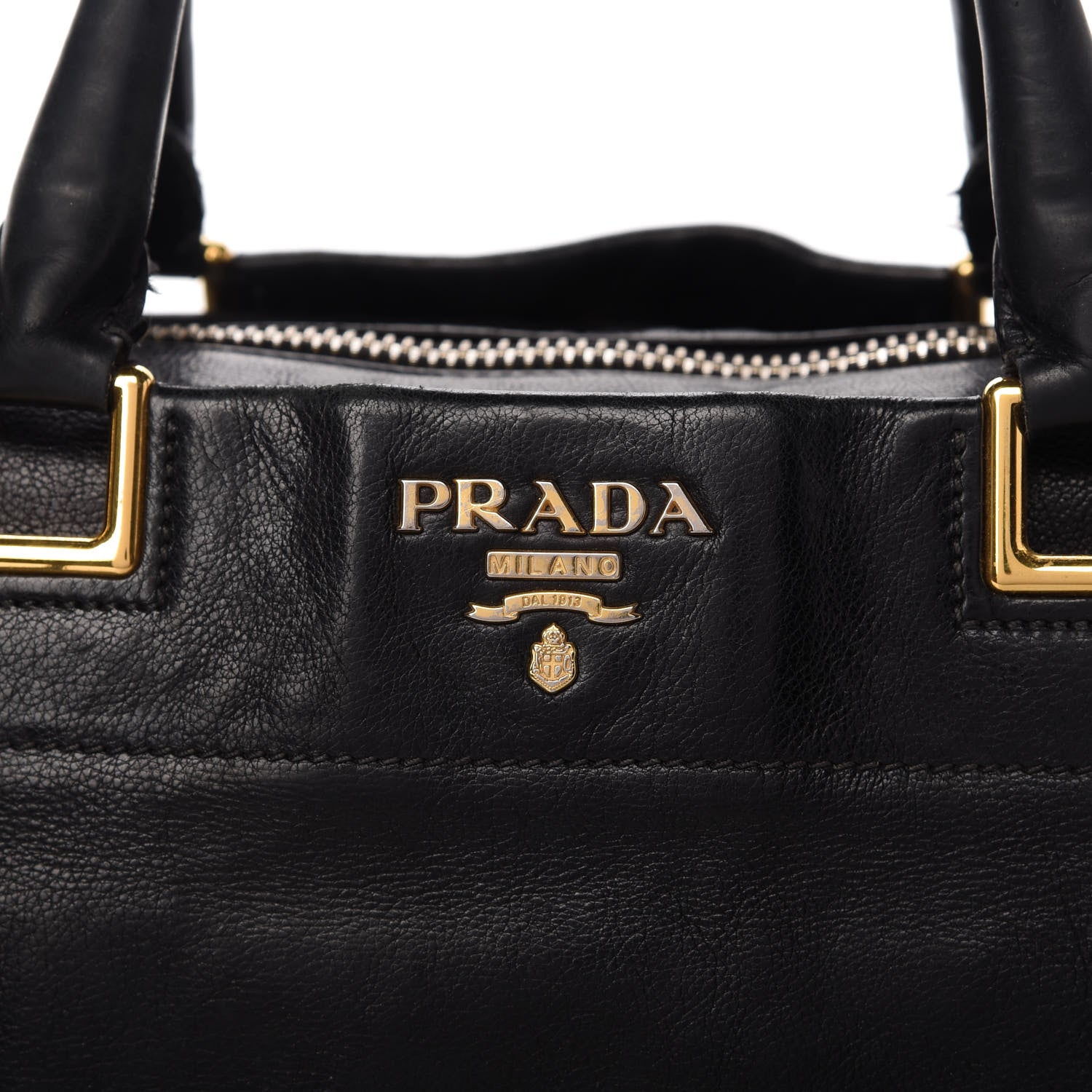Prada Glace Calf Extra Wide Tote Black 10 of 17