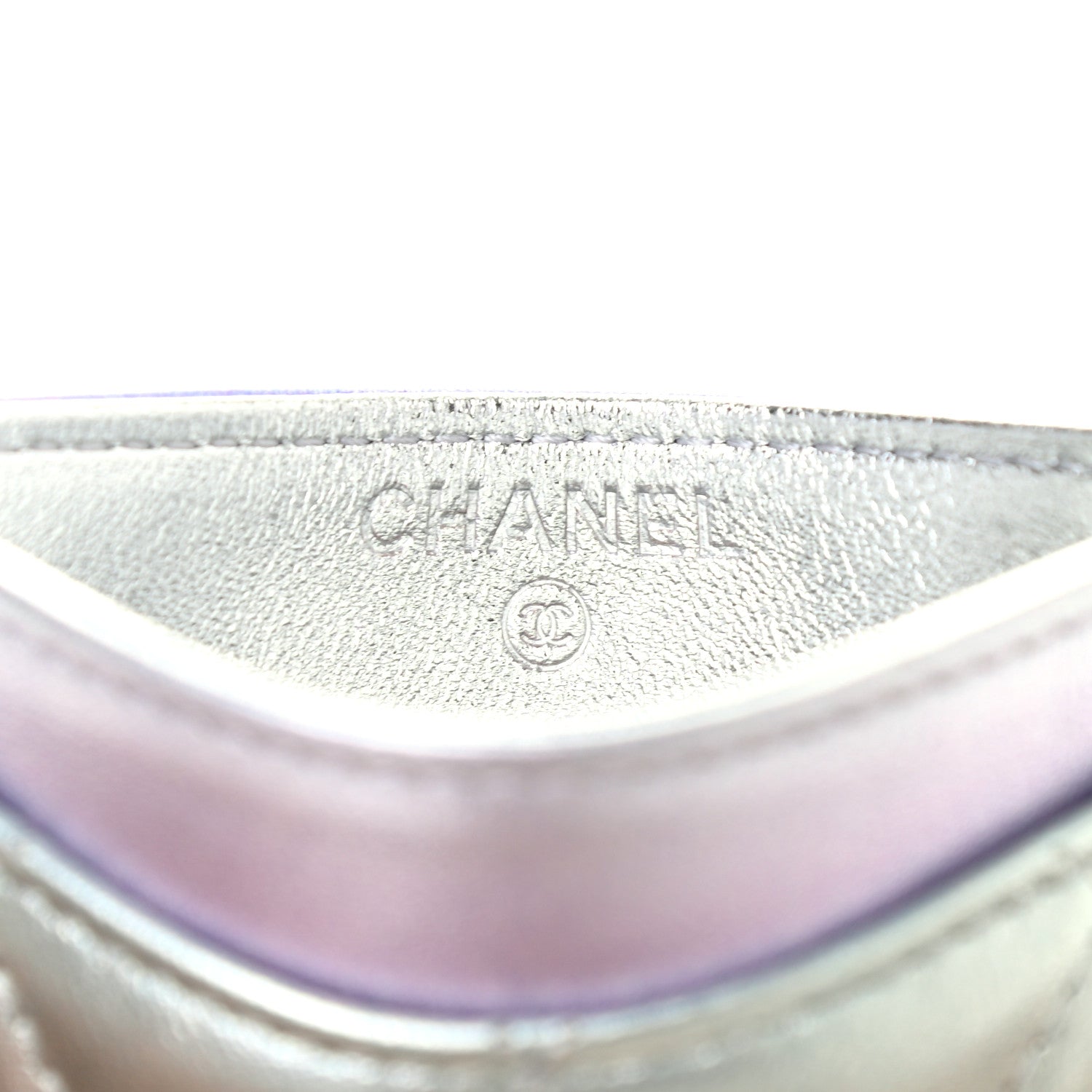 Chanel Gradient Metallic Calfskin Quilted Card Holder Silver Blue Yellow Purple 6 of 8