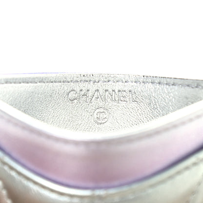 Chanel Gradient Metallic Calfskin Quilted Card Holder Silver Blue Yellow Purple 6 of 8