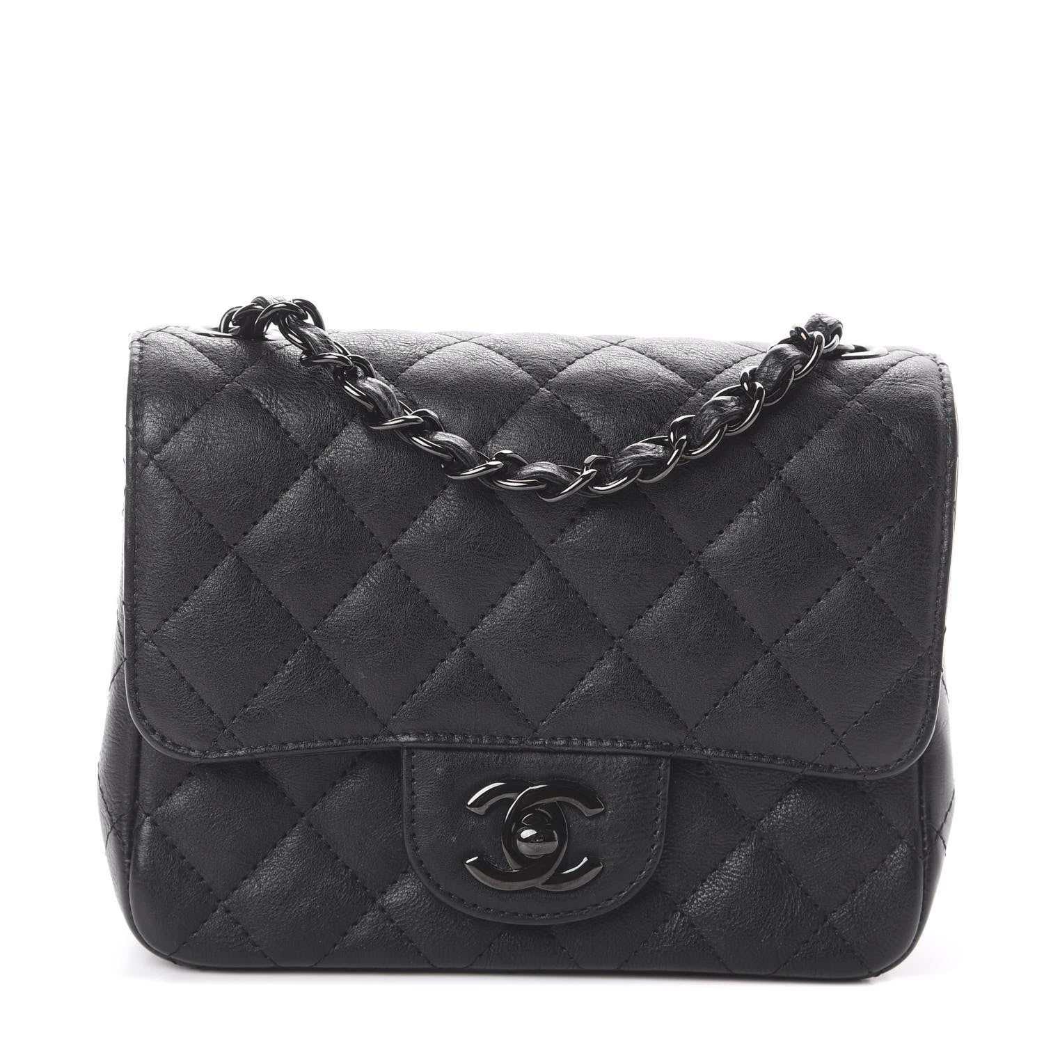 Chanel Crumpled Calfskin Quilted Mini Square Flap So Black 1 of 8