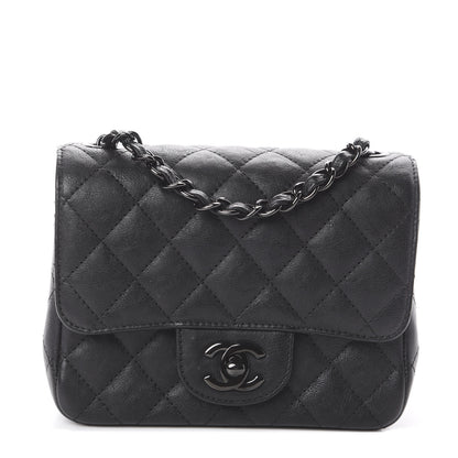 Chanel Crumpled Calfskin Quilted Mini Square Flap So Black 1 of 8