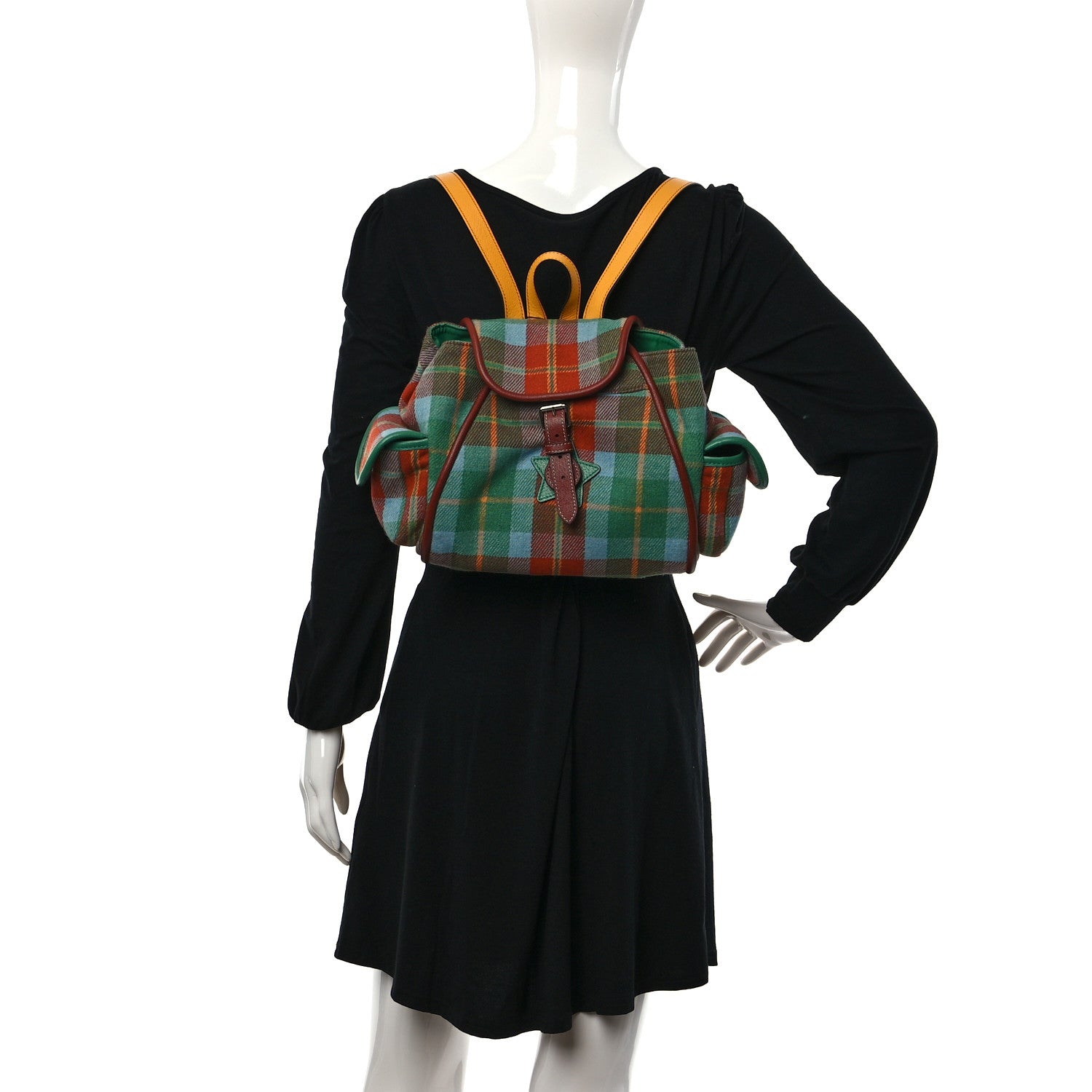 Gucci Calfskin Tartan Childrens Backpack Blue Multicolor 2 of 10