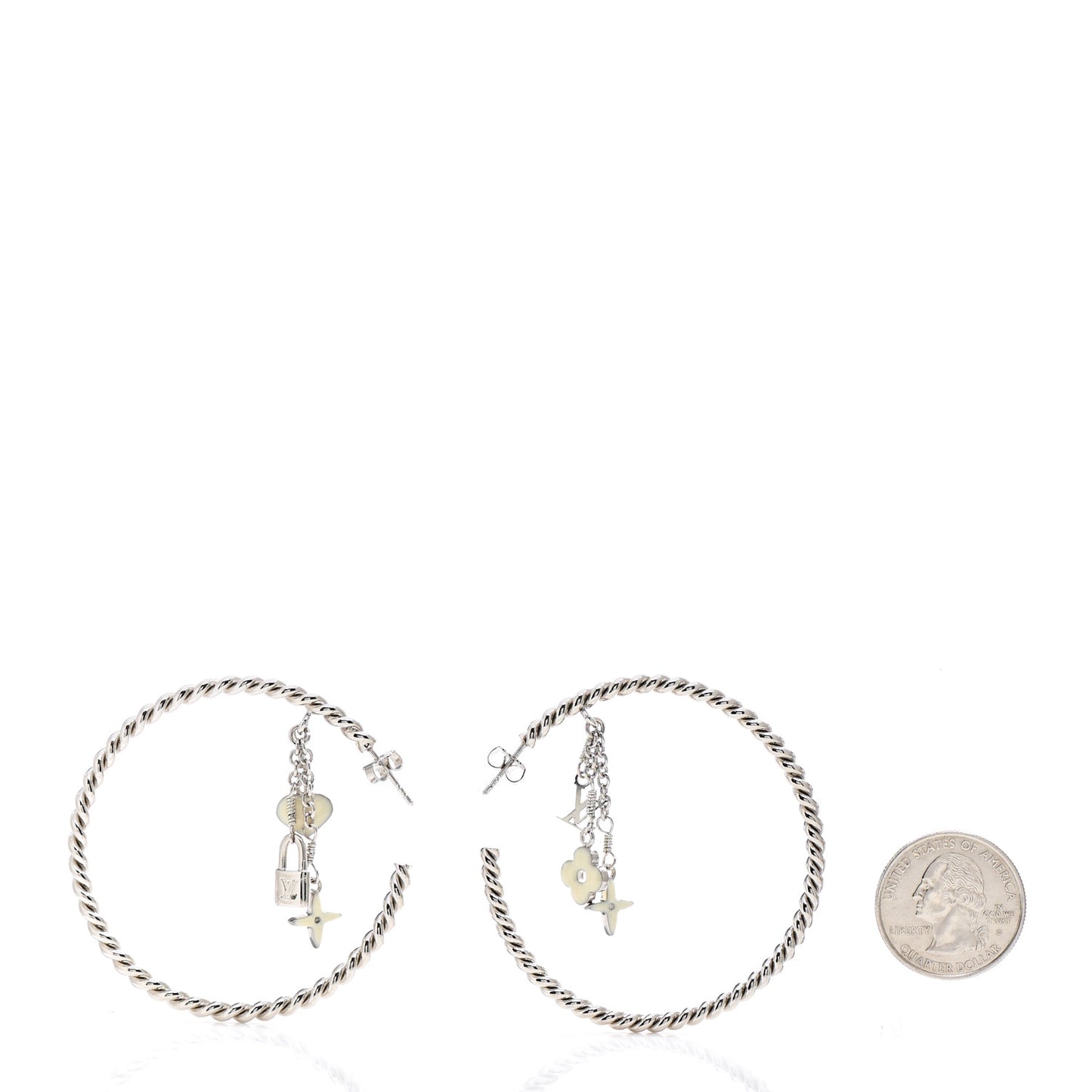 Sweet Monogram Creole Hoop Earrings Silver