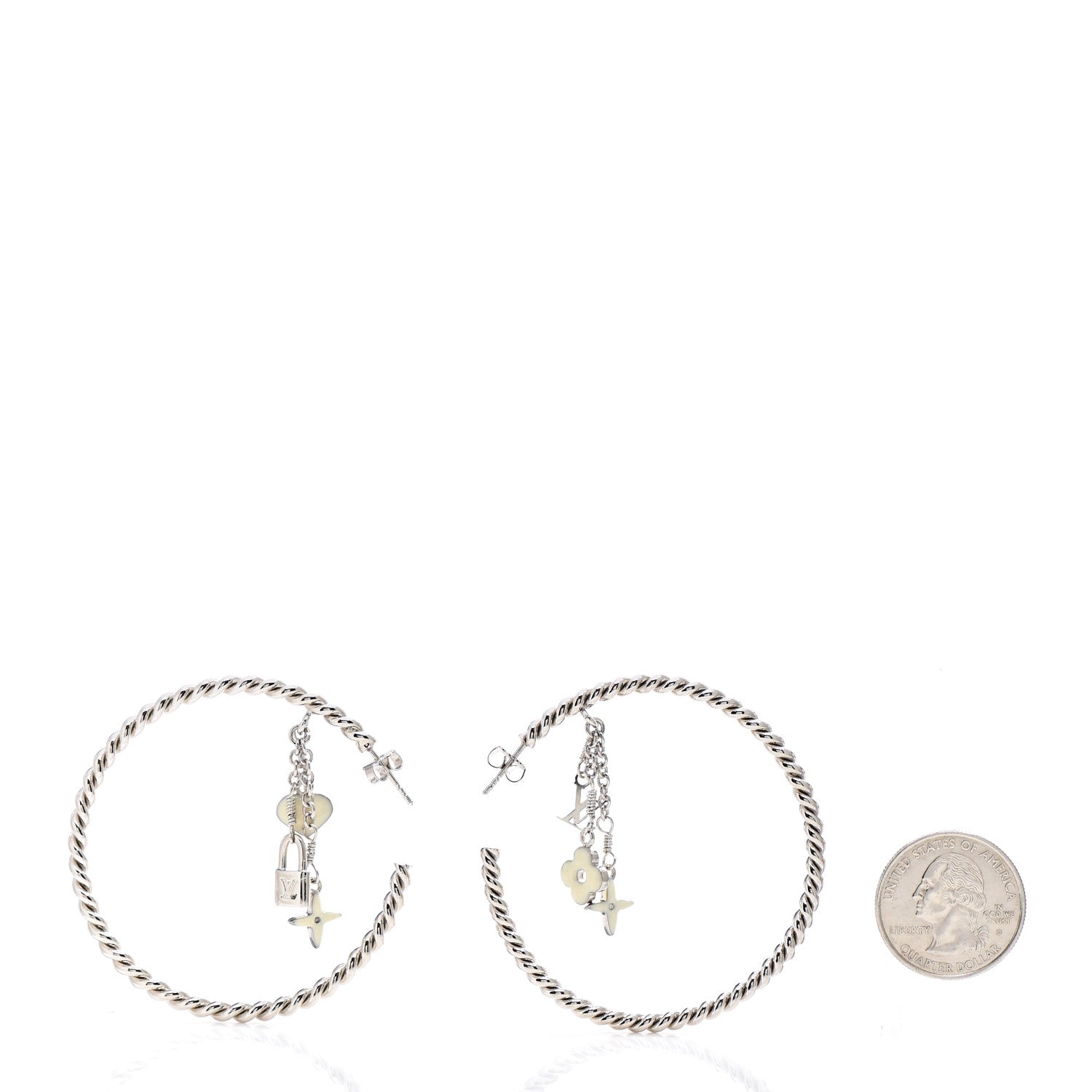 Louis Vuitton Sweet Monogram Creole Hoop Earrings Silver 2 of 3