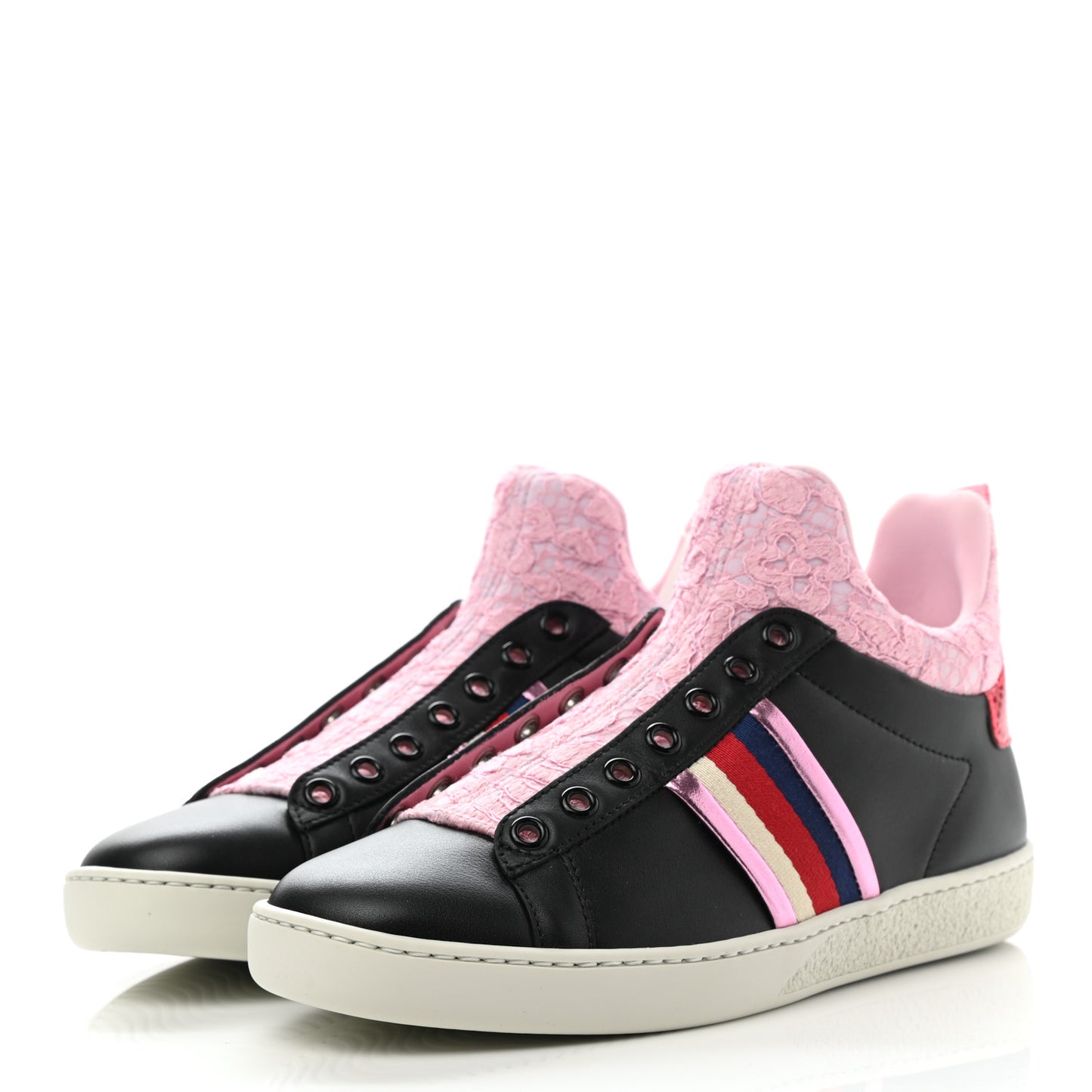 Calfskin Lace Ayers Sylvie Web Womens New Ace High Top Sneakers 35.5 Black