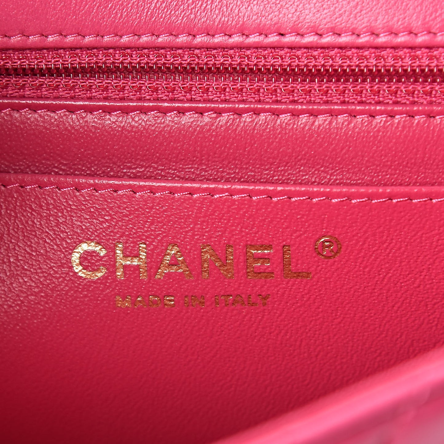 Lambskin Chevron Quilted Mini Square Flap Fuchsia