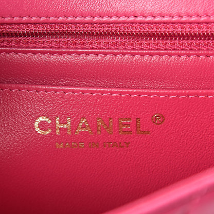 Chanel Lambskin Chevron Quilted Mini Square Flap Fuchsia 6 of 9