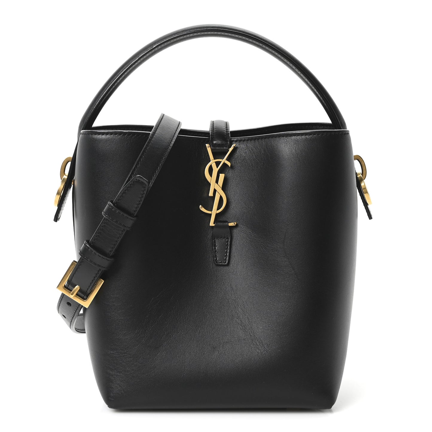 Shiny Calfskin Le 37 Bucket Bag Black