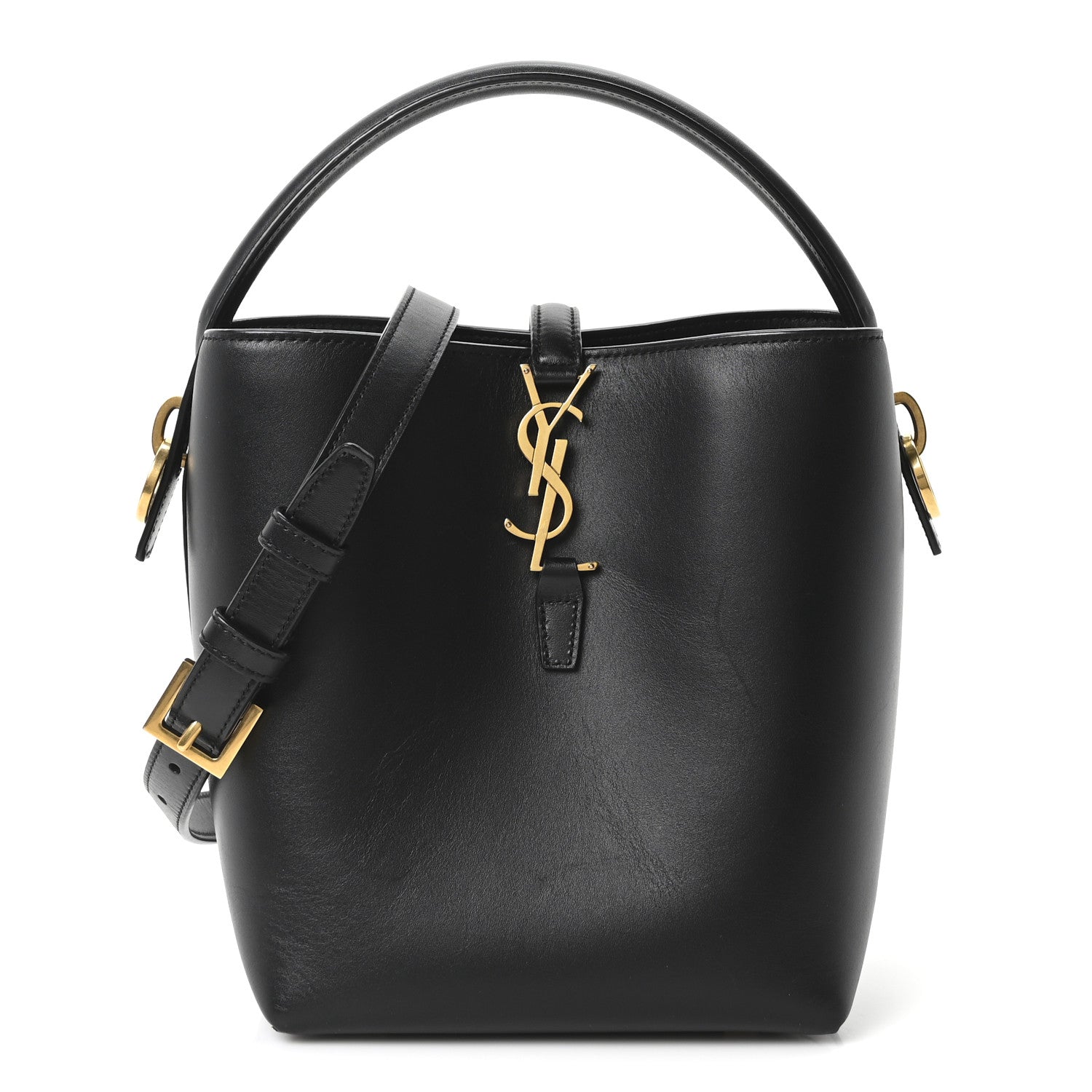 Saint Laurent Shiny Calfskin Le 37 Bucket Bag Black 1 of 9