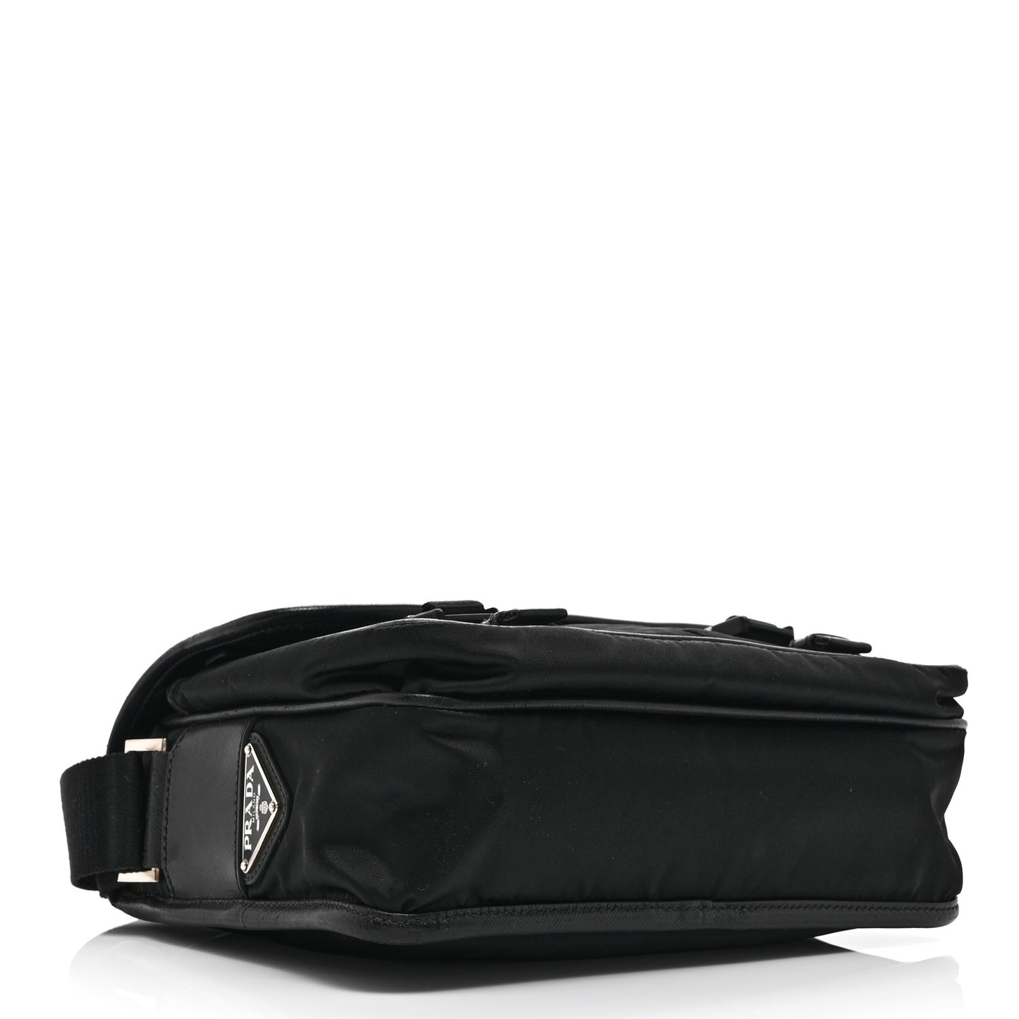 Tessuto Nylon Saffiano Logo Messenger Bag Black