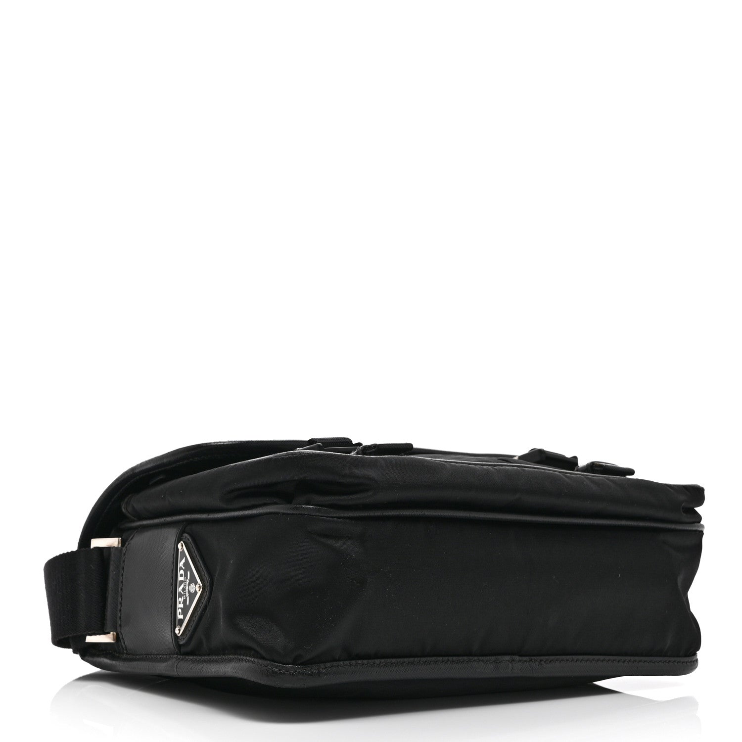 Prada Tessuto Nylon Saffiano Logo Messenger Bag Black 4 of 10