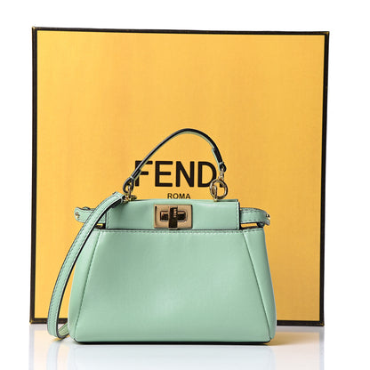 Fendi Shiny Nappa Micro Peekaboo Iconic Satchel Verde Acqua 11 of 11