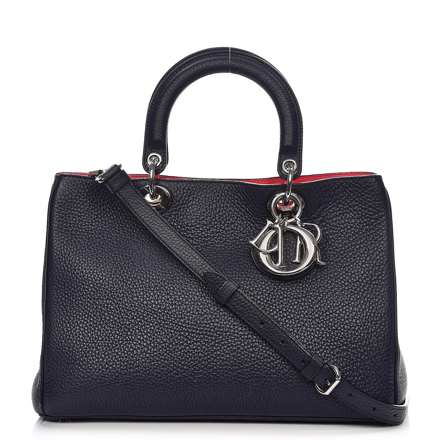 Christian Dior Bullcalf Medium Diorissimo Tote Navy Fuchsia 1 of 28