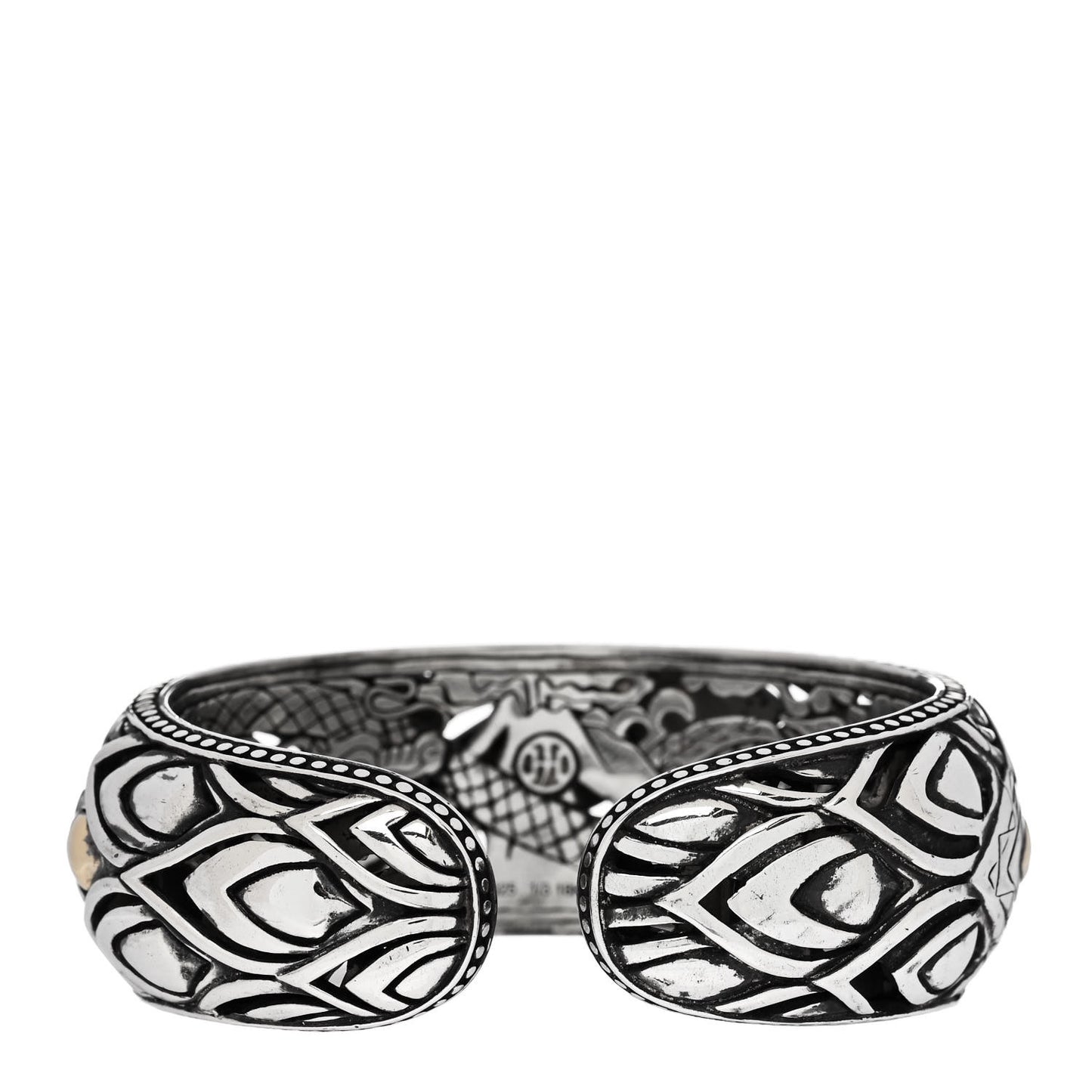 Sterling Silver 18K Yellow Gold Legends Naga Hinge Cuff Bracelet