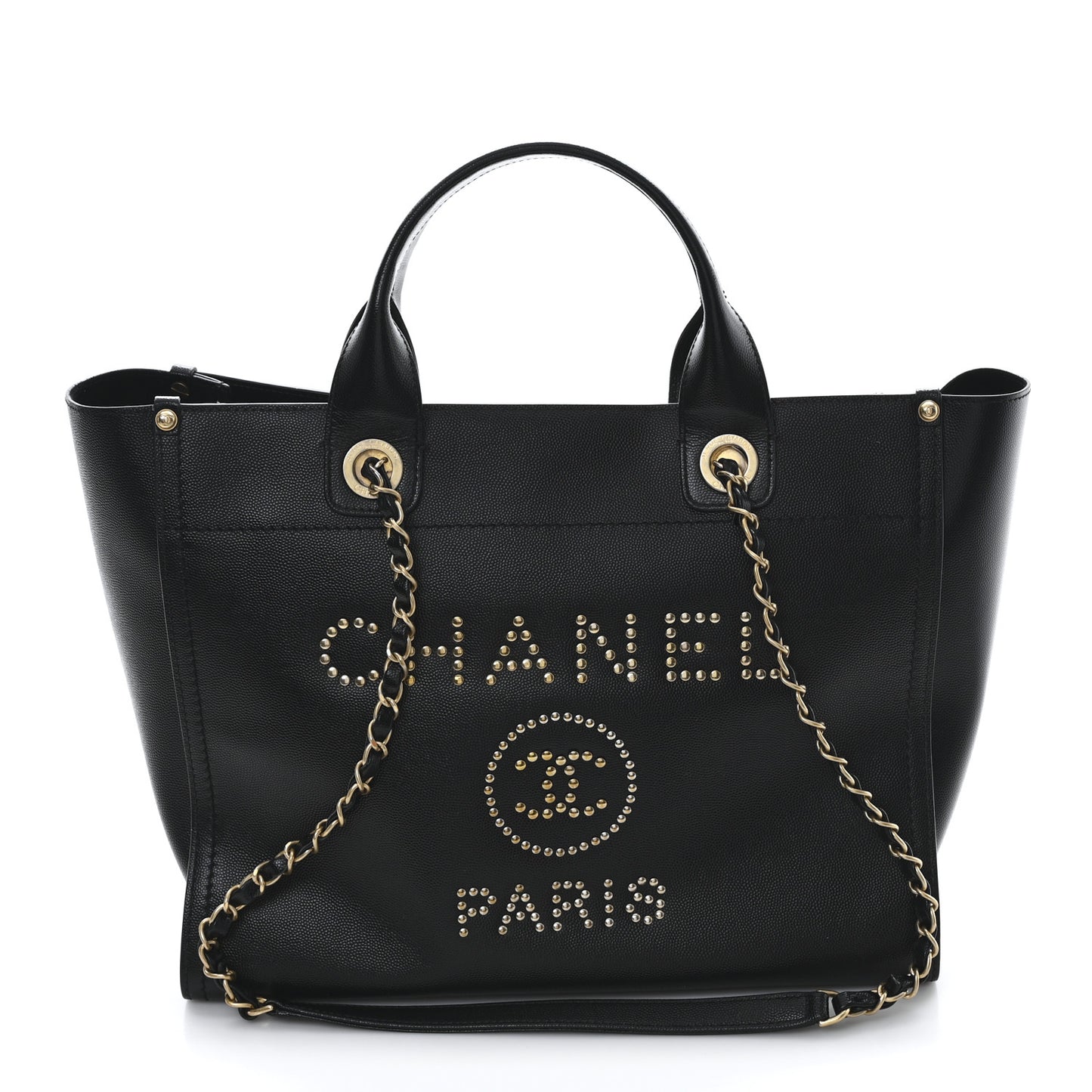 Caviar Small Studded Deauville Tote Black