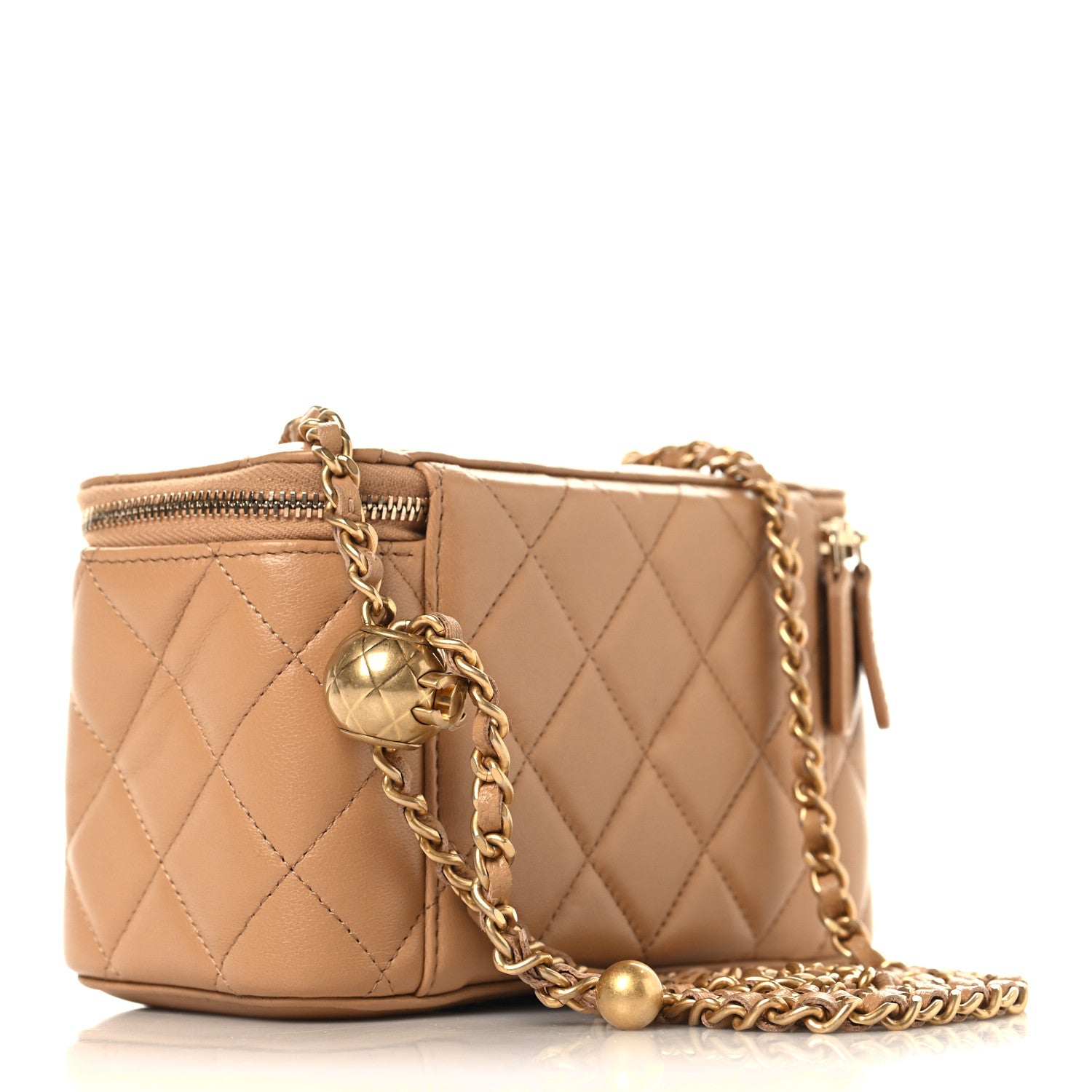 Chanel Lambskin Quilted Pearl Crush Small Vanity Case With Chain