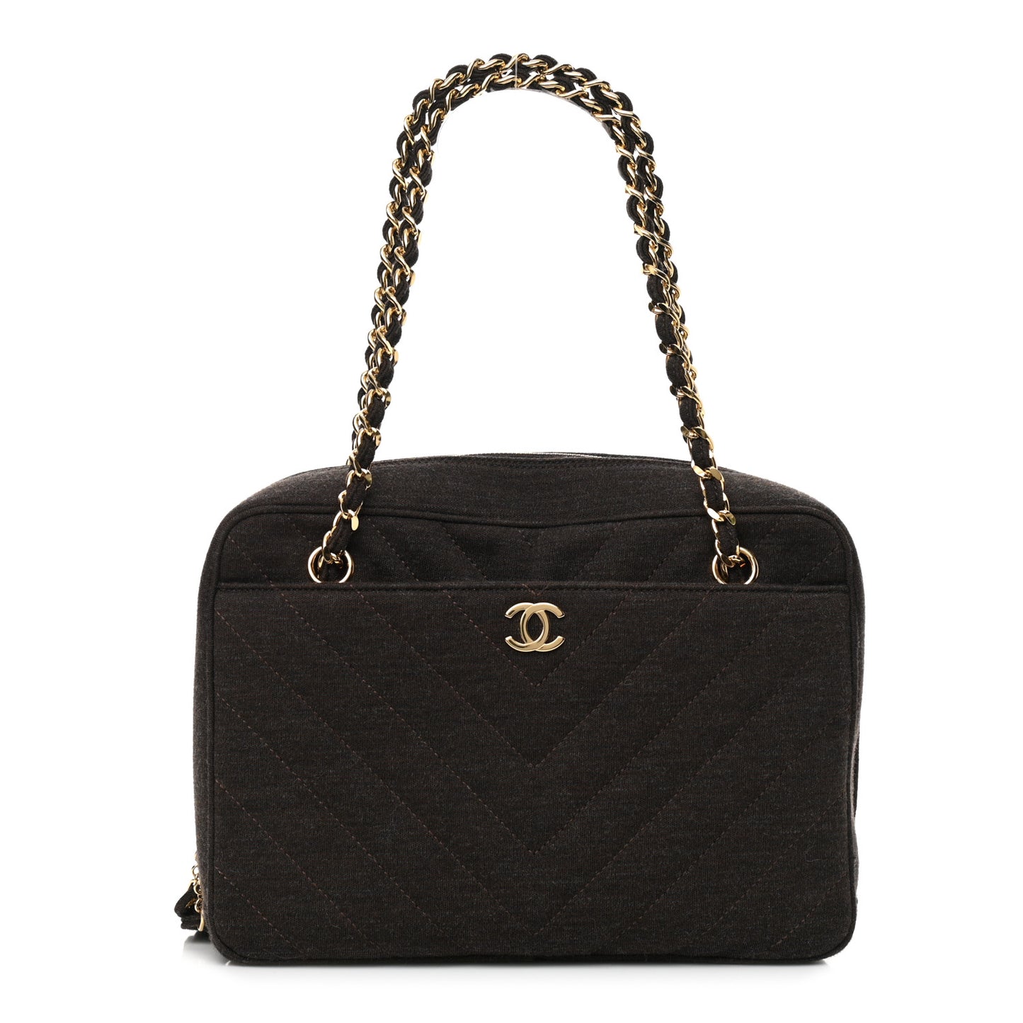 Jersey Chevron Quilted Camera Case Brown