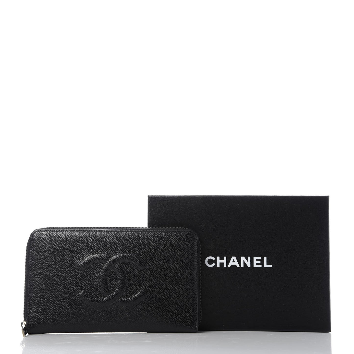 Caviar Large Timeless CC Zip Around Organizer Wallet Black