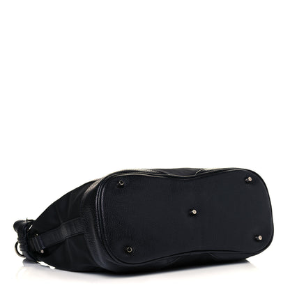 Burberry Nylon Calfskin Logo Hobo Black 4 of 10
