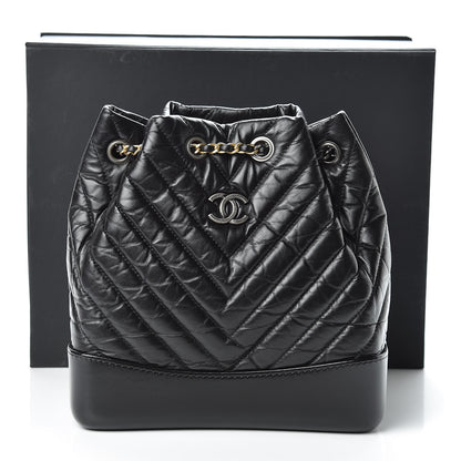 Chanel Aged Calfskin Chevron Quilted Small Gabrielle Backpack Black 13 of 13
