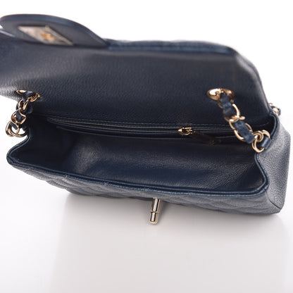 Chanel Metallic Caviar Quilted Mini Rectangular Flap Dark Blue 5 of 9