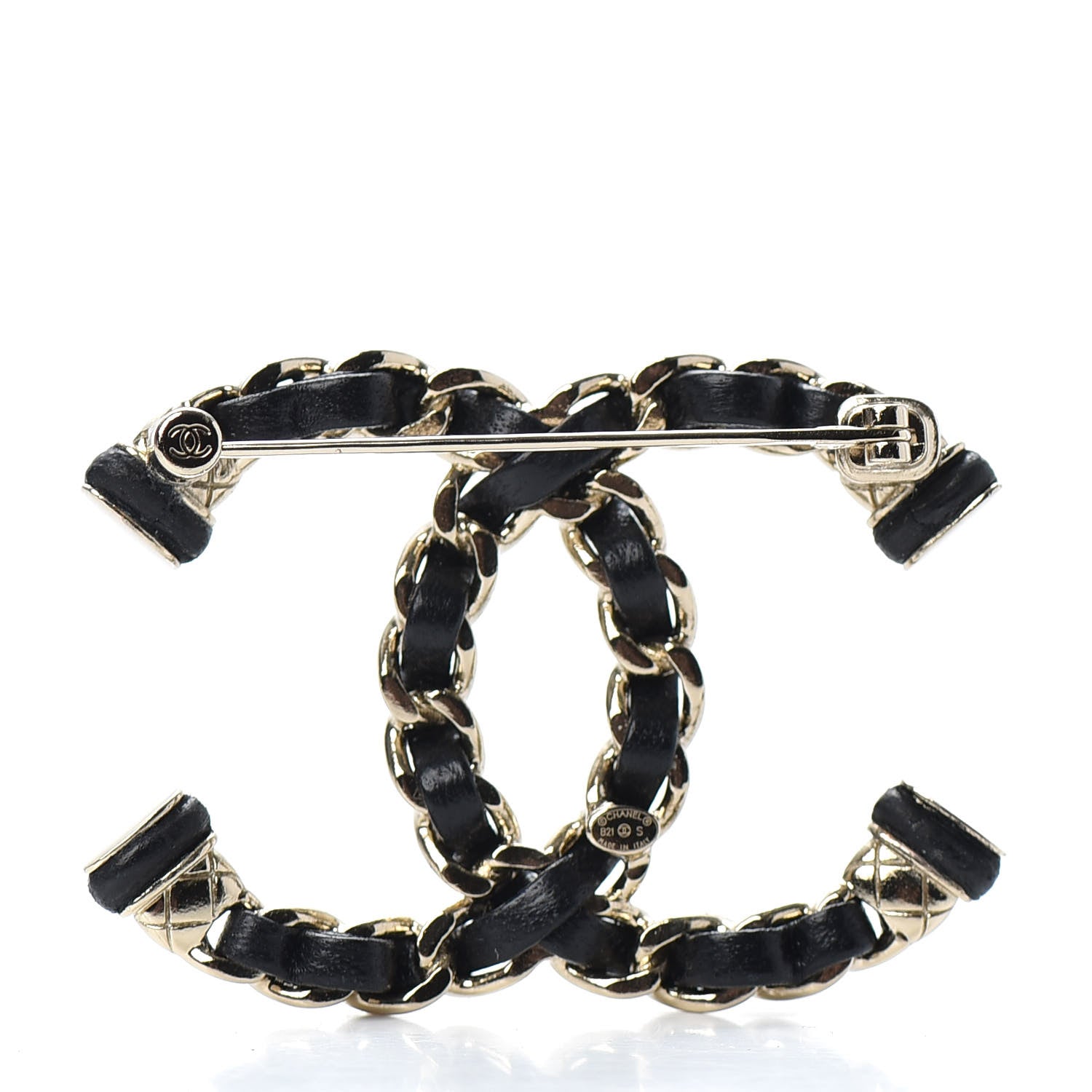 Chanel Lambskin Chain CC Brooch Black Gold 3 of 4