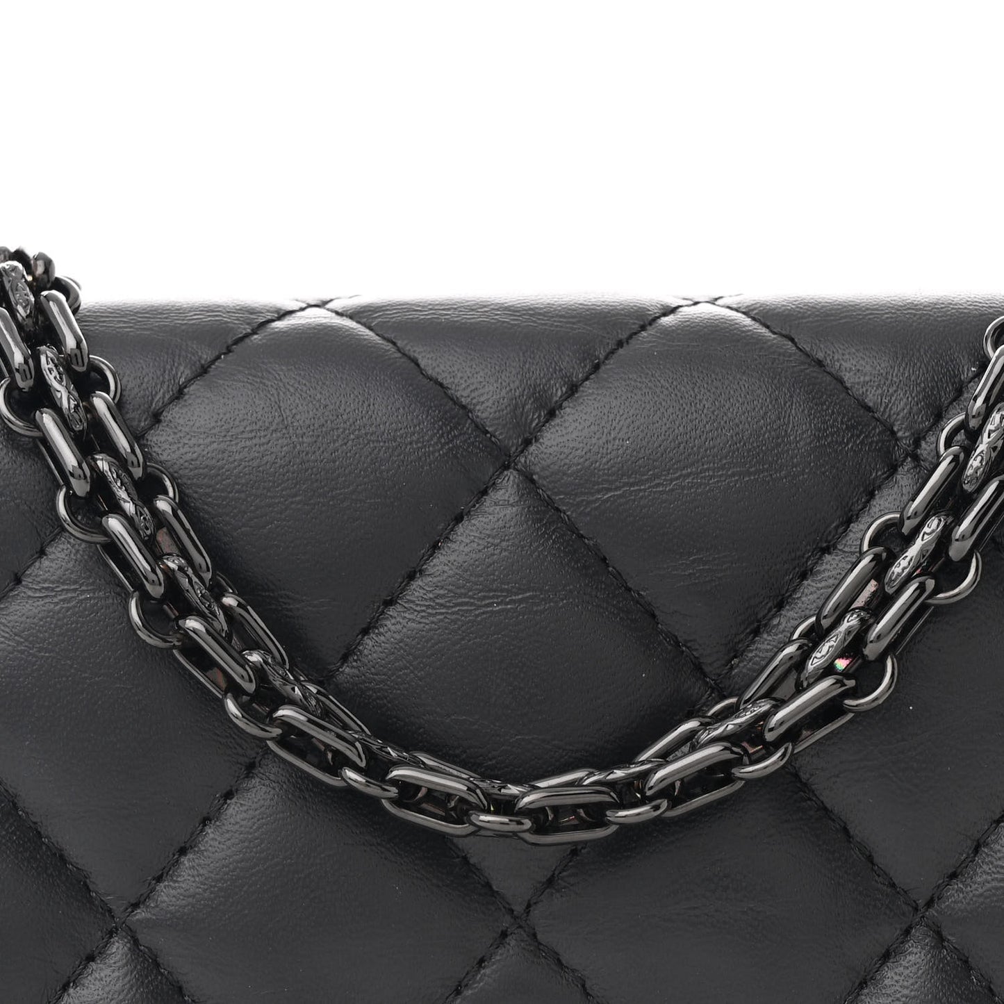 Aged Calfskin Quilted Mini Reissue Wallet On Chain WOC So Black