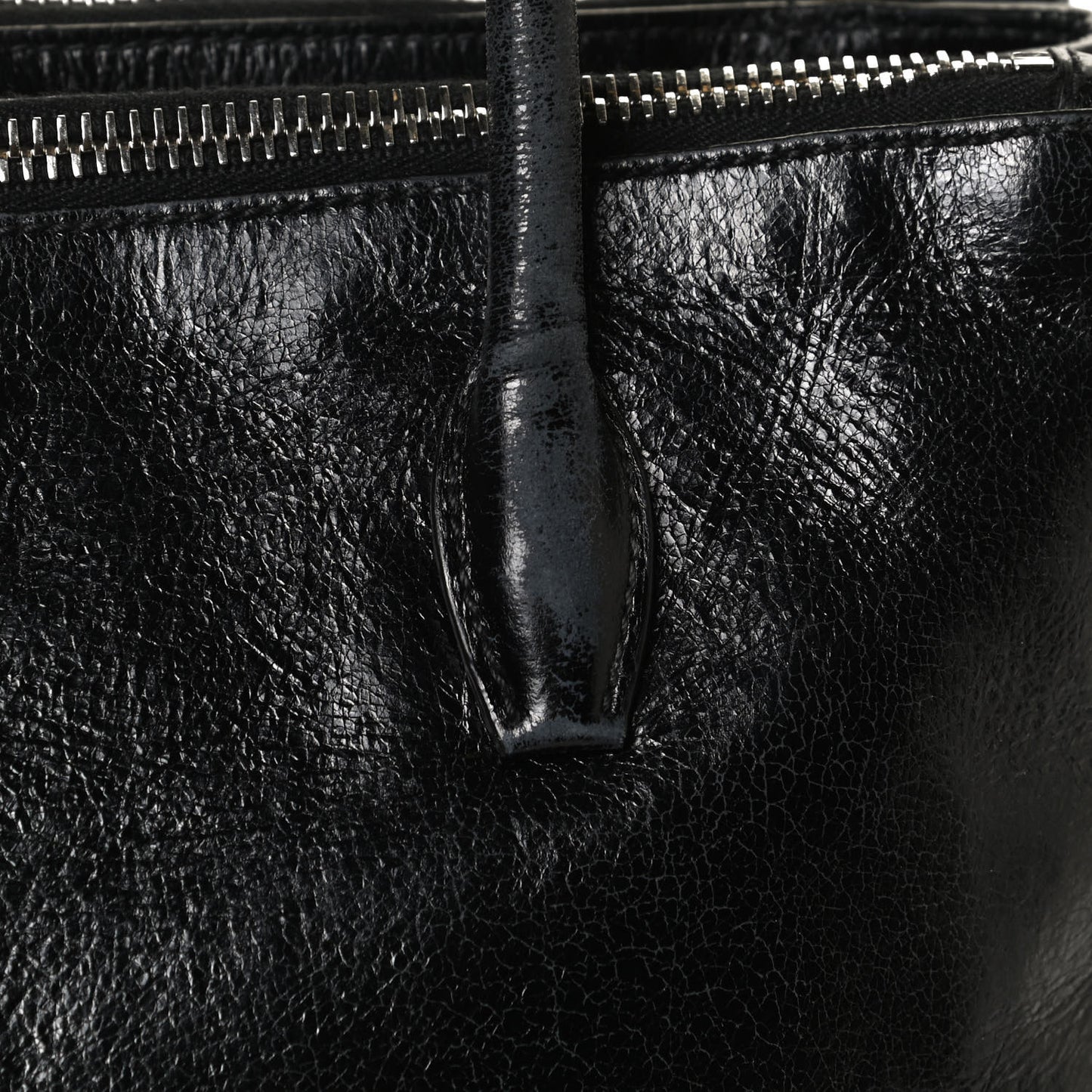 Vitello Shine Top Handle Satchel Black