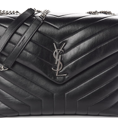 Saint Laurent Calfskin Y Quilted Monogram Medium Loulou Chain Satchel Black 7 of 9