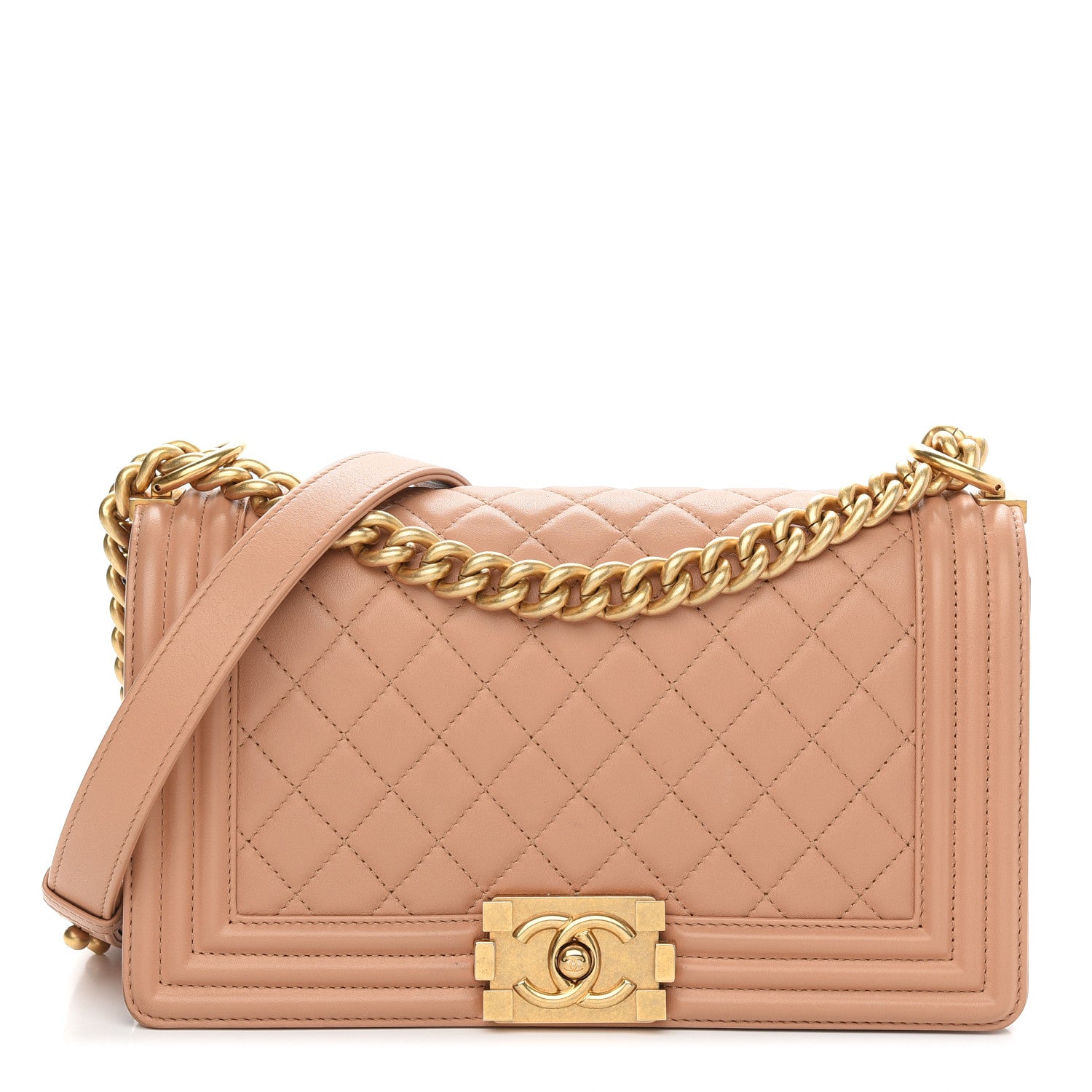 Chanel Calfskin Quilted Medium Boy Flap Light Brown 1 of 11