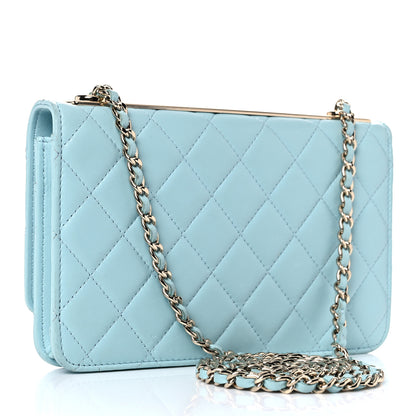 Chanel Lambskin Quilted Trendy CC Wallet On Chain WOC Light Blue 2 of 17