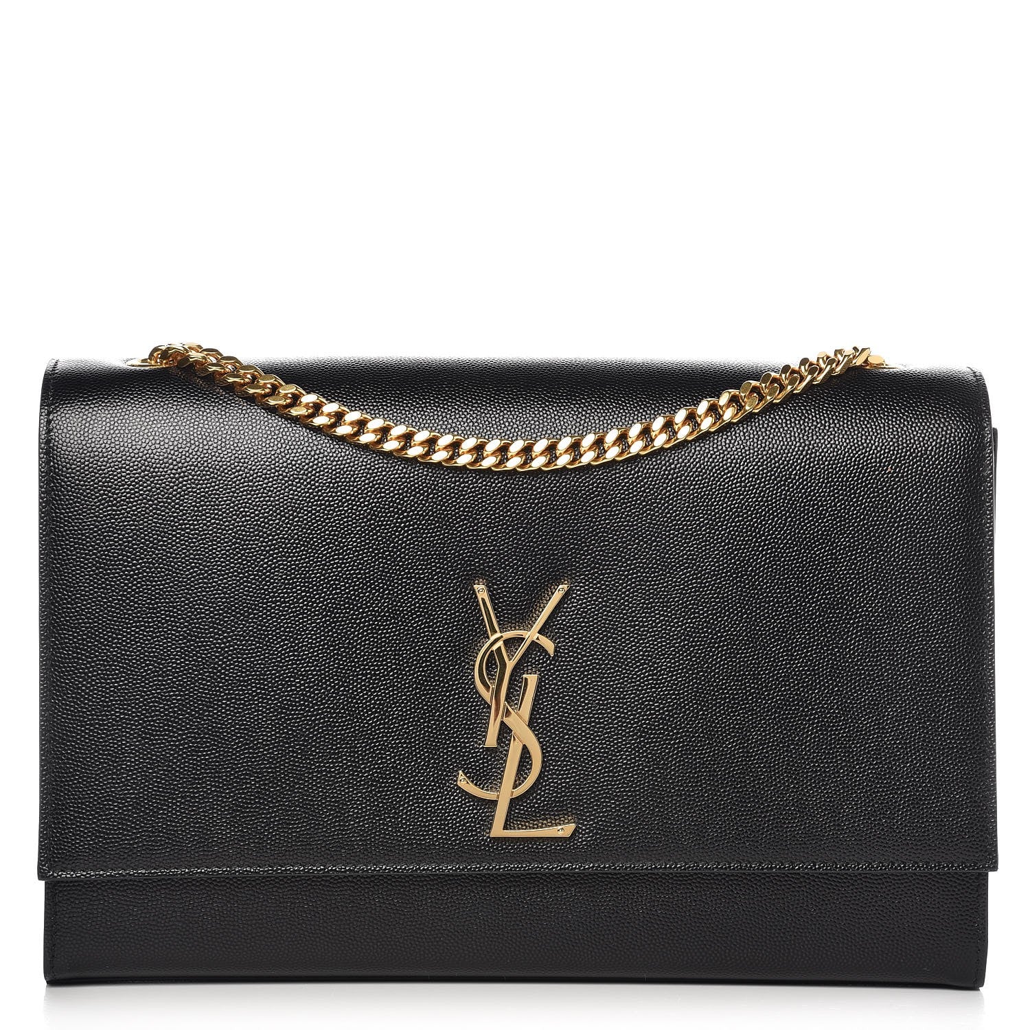 Saint Laurent Grain De Poudre Large Classic Monogram Kate Satchel Black 1 of 8