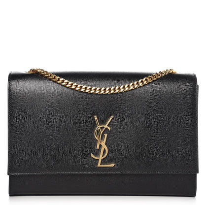 Saint Laurent Grain De Poudre Large Classic Monogram Kate Satchel Black 1 of 8
