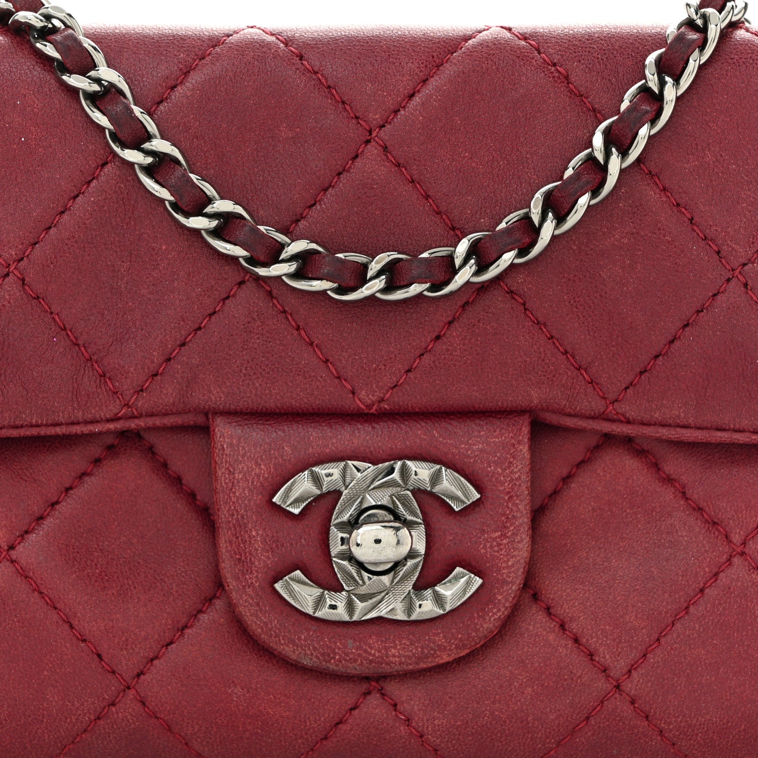 Chanel Lambskin Quilted Mini Mineral Nights Flap Crossbody Bag Dark Red 8 of 12