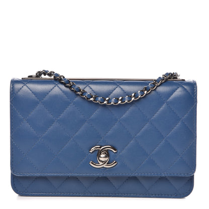 Chanel Lambskin Quilted Trendy CC Wallet On Chain WOC Blue 1 of 13