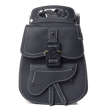 Christian Dior Grained Calfskin Saddle Backpack Navy Blue 1 of 8