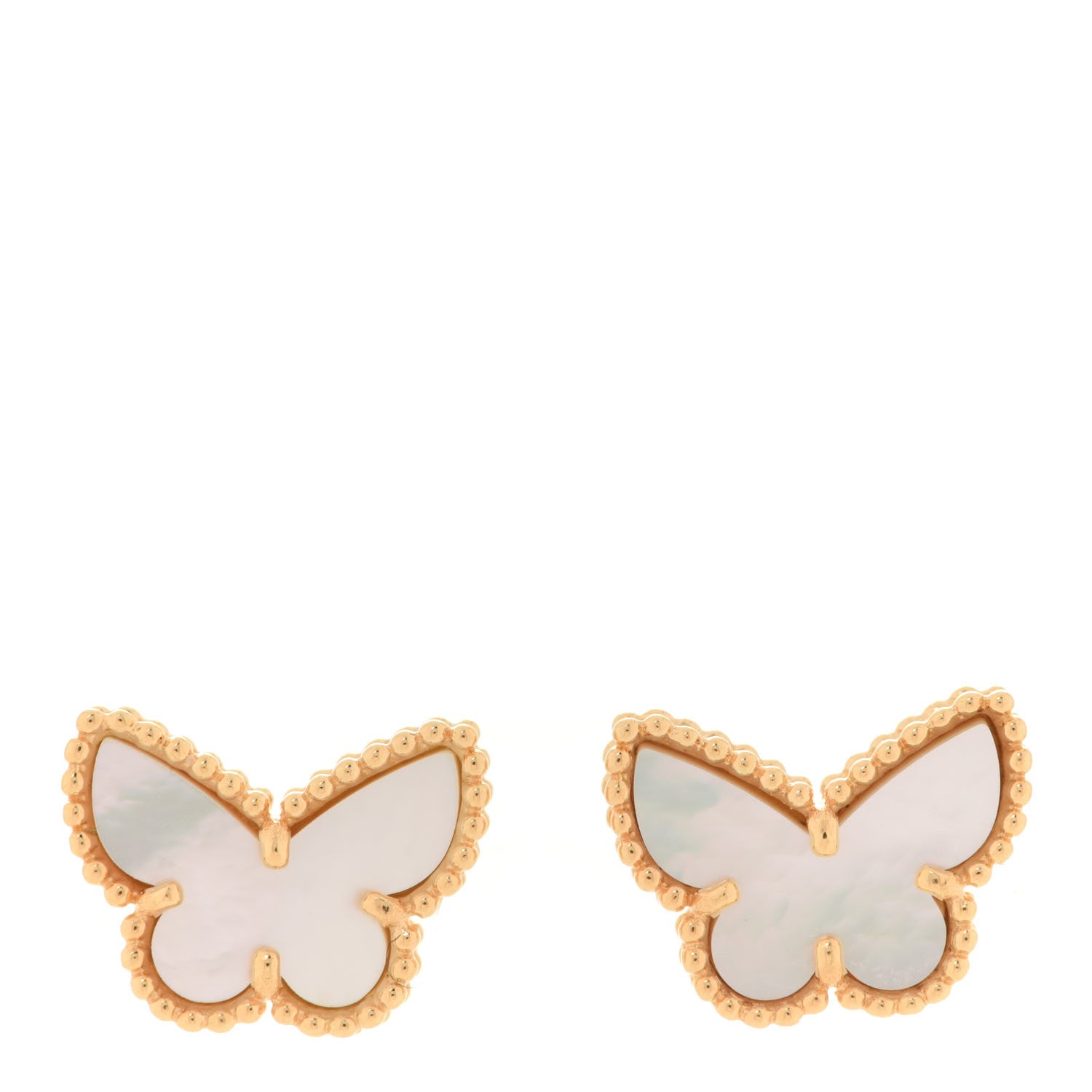 Van Cleef & Arpels 18K Yellow Gold Mother of Pearl Sweet Alhambra Butterfly Earrings 1 of 5