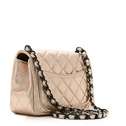 Chanel Metallic Lambskin Quilted Mini Square Flap Gold Black 3 of 10