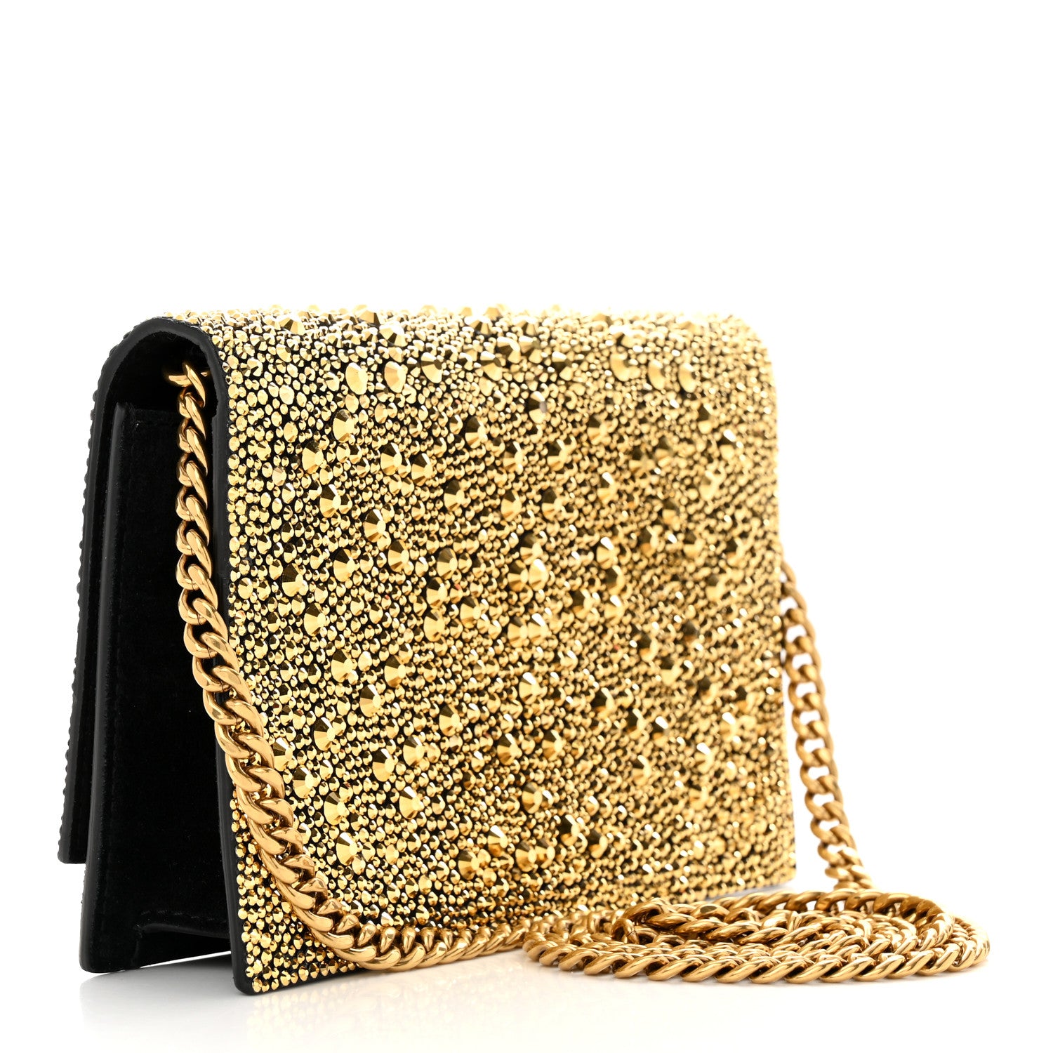 Alexander McQueen Suede Studded Mini Skull Chain Crossbody Bag Black 3 of 10