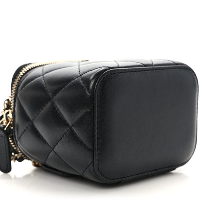 Chanel Lambskin Quilted Top Handle Mini Vanity Case With Chain Black 8 of 9