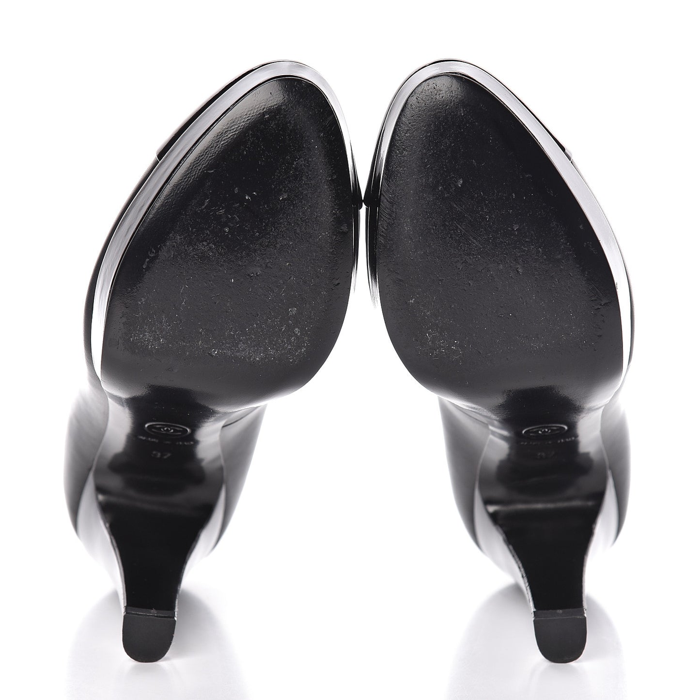 Lambskin Patent Cap Toe CC Pumps 37 Black