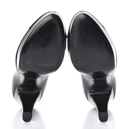 Chanel Lambskin Patent Cap Toe CC Pumps 37 Black 9 of 11