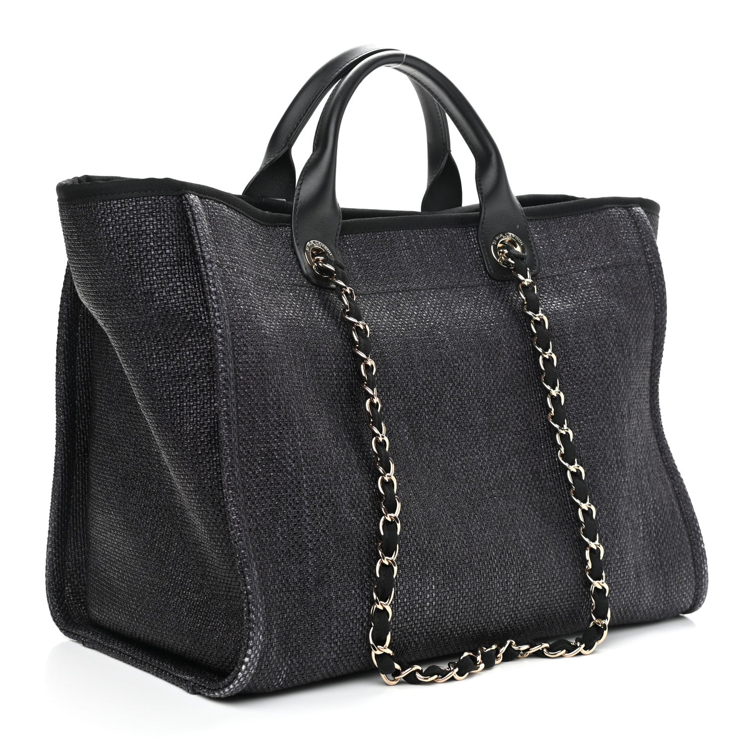 Chanel Woven Straw Raffia Medium Deauville Tote Black 3 of 11