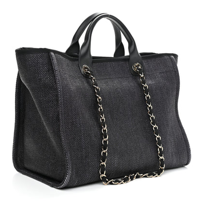 Chanel Woven Straw Raffia Medium Deauville Tote Black 3 of 11