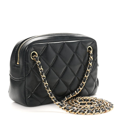 Chanel Shiny Lambskin Quilted Mini Camera Case Black 3 of 10