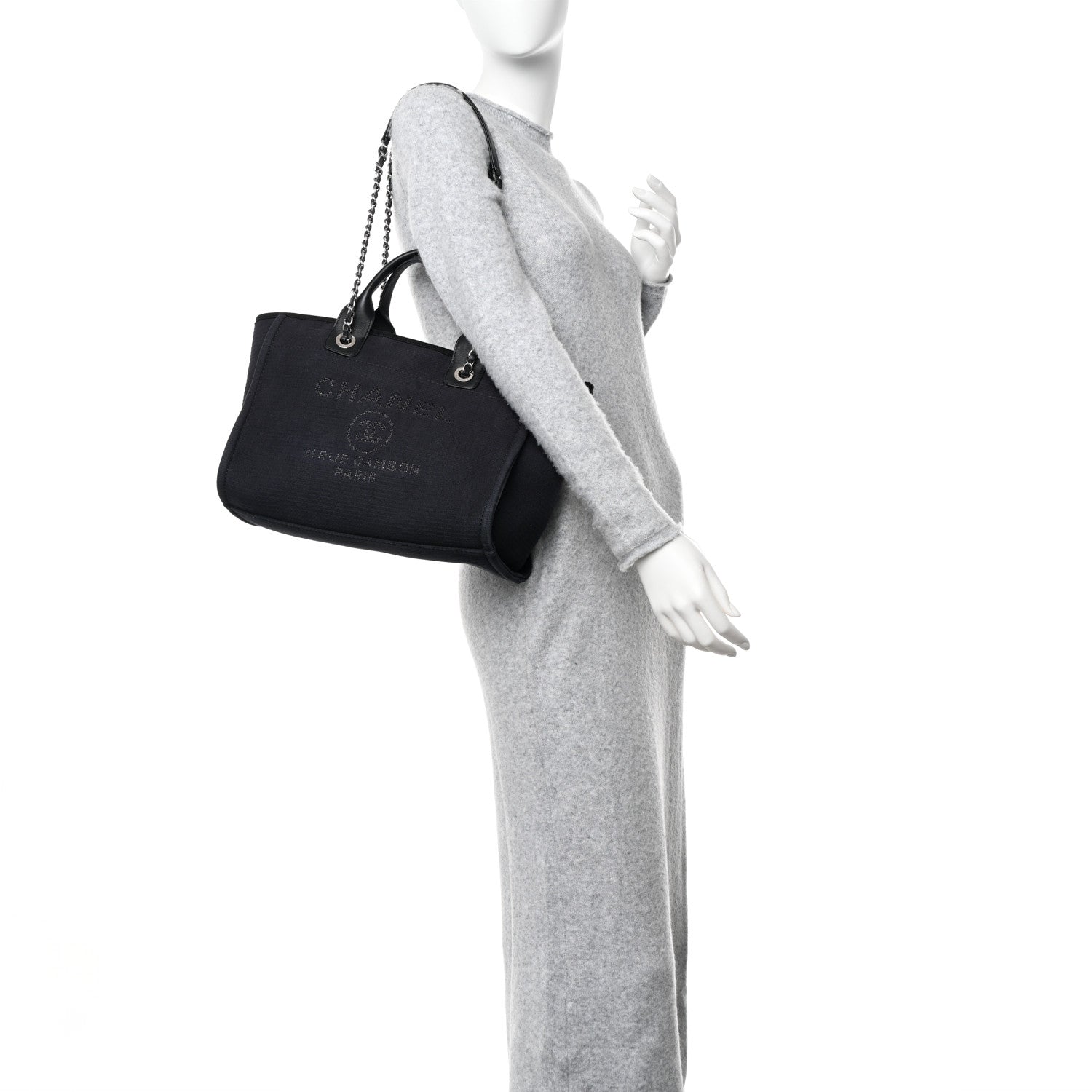 Chanel Mixed Fibers Small Deauville Tote Navy Blue 2 of 11