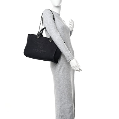 Chanel Mixed Fibers Small Deauville Tote Navy Blue 2 of 11