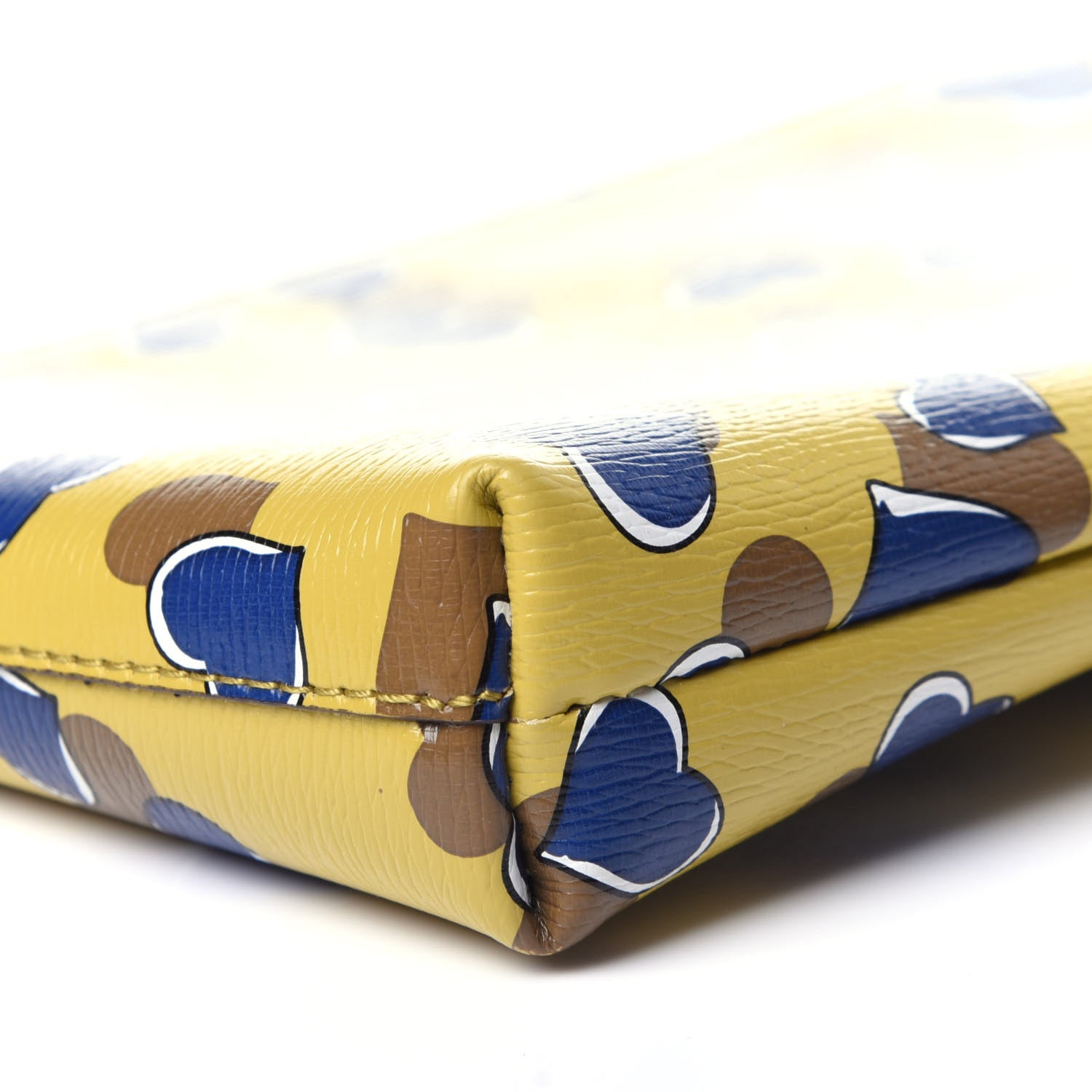 Gucci Calfskin Heartbeat Print Large Pouch Yellow Multicolor 8 of 11
