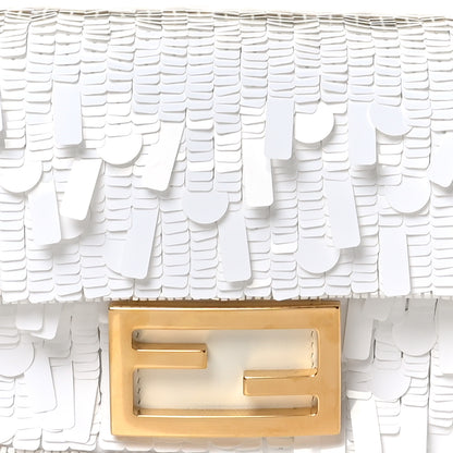 Fendi Sequin Paillettes Vitello Grace Sex and the City Mini Baguette White 8 of 10