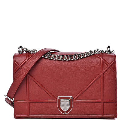 Christian Dior Grained Calfskin Medium Diorama Flap Bag Red 1 of 12